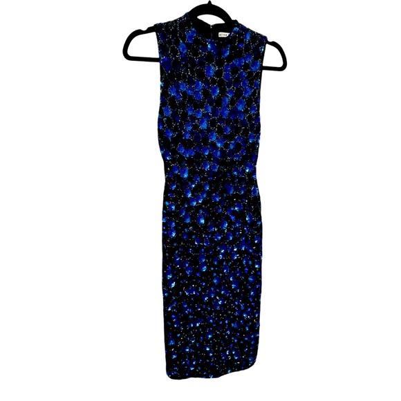 Alice + Olivia “Ivana” Blue Sequin & Beaded Midi Dress Size 4 - Picture 2 of 13